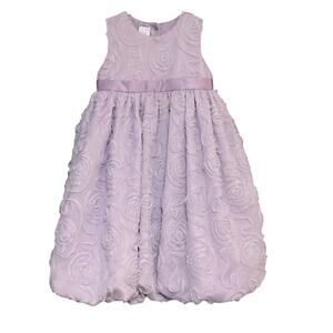 WonderKids Formal Dress Bubble Hem Sleeveless Crinoline 3D Flowers Sz 5T Lilac